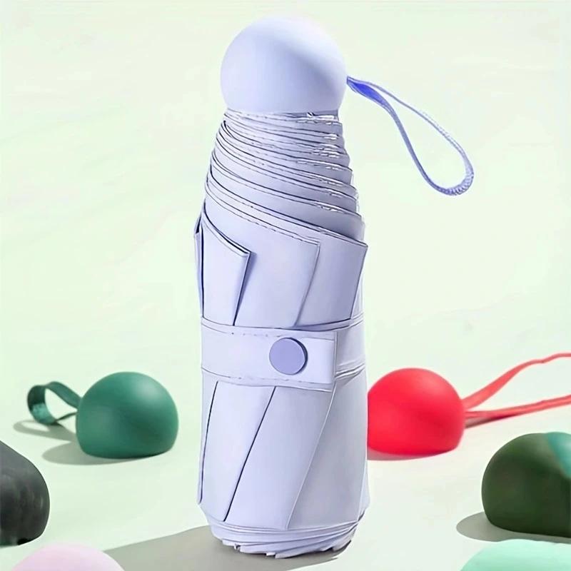 1 шт.-Маленький складной зонт от дождя Мини карманный Девочки Устойчивый к УФ-лучам Водонепроницаемый Портативный Дорожный Женский Зонт