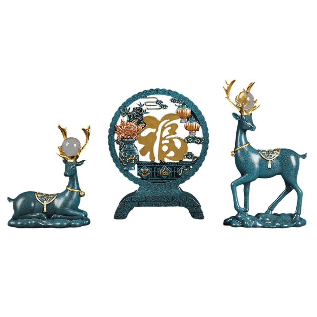 Deer Statues Reindeer Figurines Cabinet Desktop Centerpiece Animal Figure Elk Sculpture for