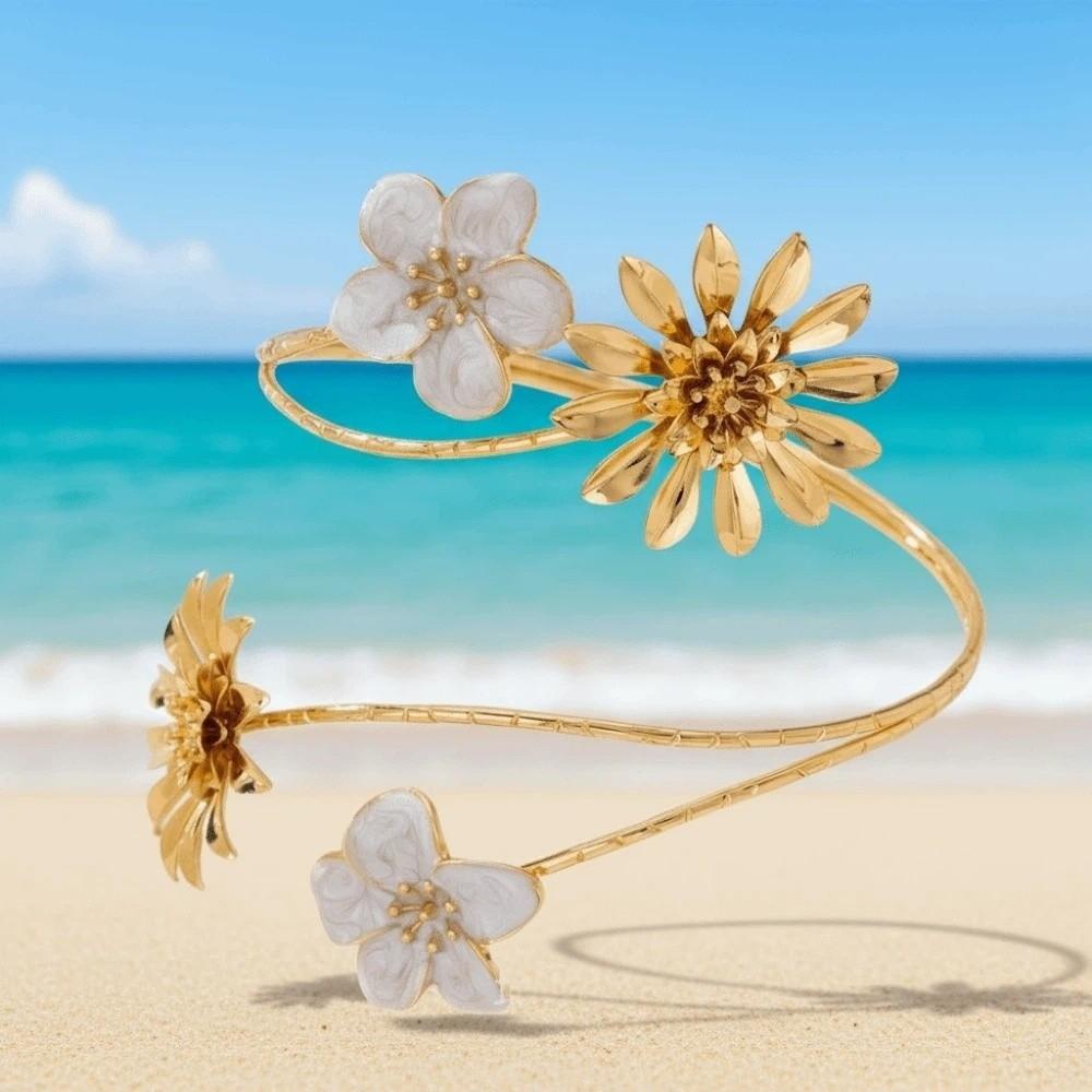Adjustable Flower Bracelet Zinc Zinc Alloy Chrysanthemum Armlet Apricot Blossom Armband Women