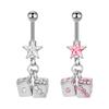 Stainless Steel Belly Button Ring with Diamond Inlay, High-End Five-Pointed Star Belly Button Ring Piercing Jewelry for Women