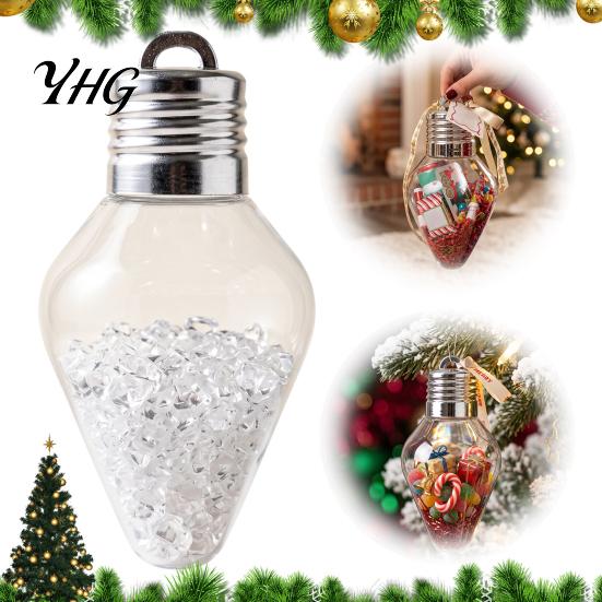 Unique Christmas Party Supplies Bulb Shape Storage Jar, Transparent Refillable Light Gift Jars for Crafts Ornament, Tree Pendant Holiday Home