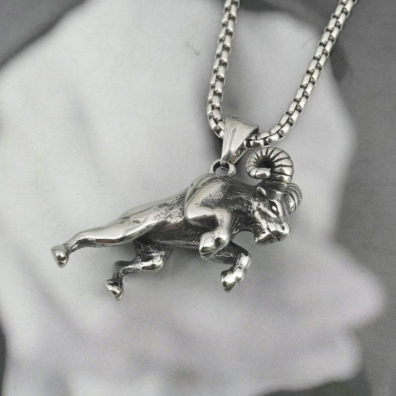 Крутой мужской однотонный кулон-подвеска со знаком зодиака Овен Баран из нержавеющей стали для мужчин