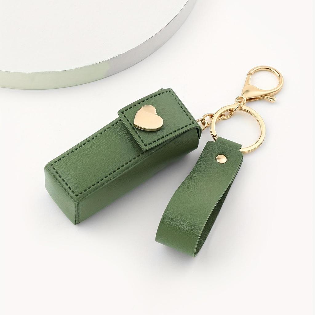 Love Lipstick Keychain Pendant: Thick Leather Car Accessory & Mini Storage Bag Gift Ornament