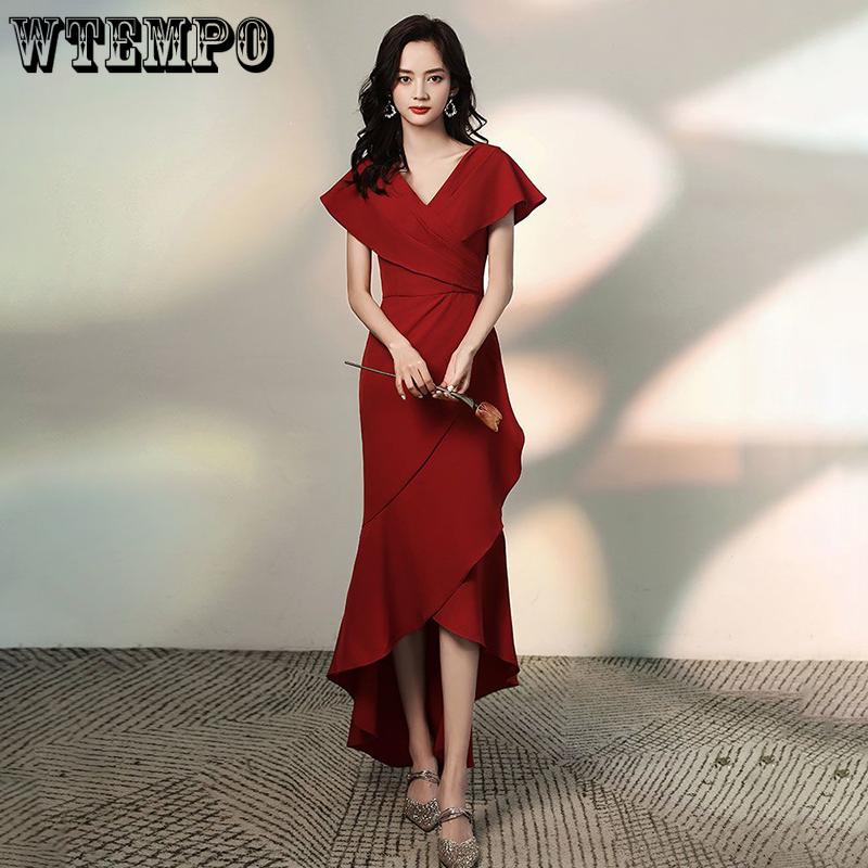 WTEMPO Женское платье, сексуальное платье с высокой вилкой и низким вырезом, платье с рыбьим хвостом, облегающее платье с талией и бретельками, полое вечернее платье