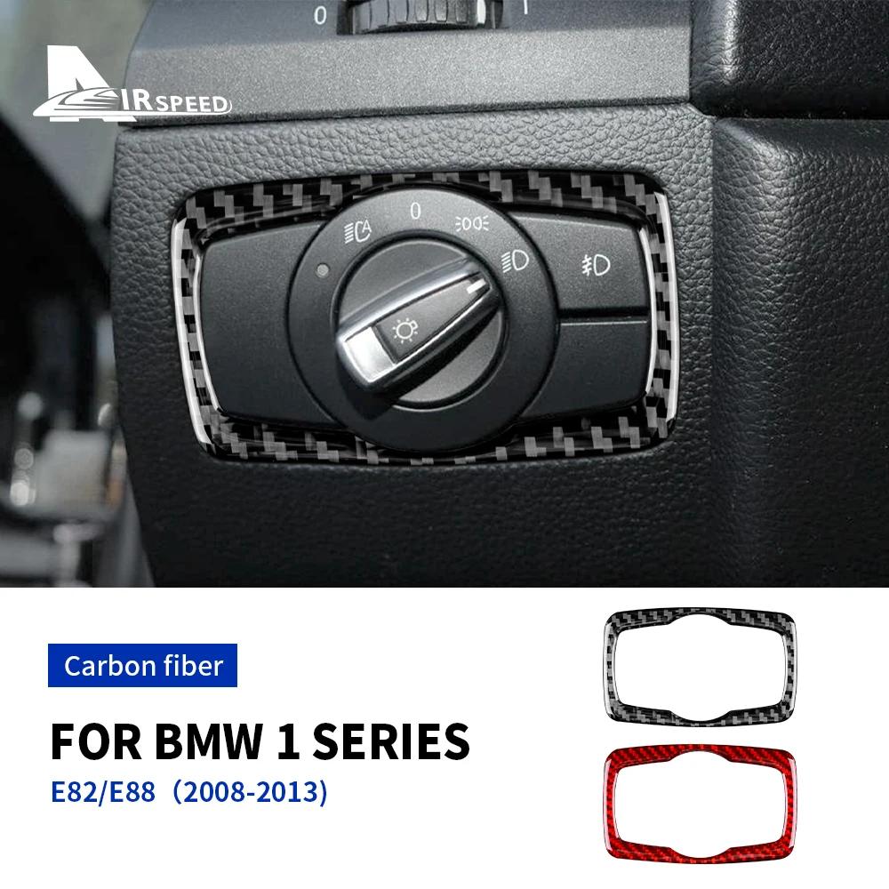 Stickers Carbon Fiber For BMW 1 Series E81 E82 E87 E88 2008-2013 Headlight Switch Frame Trim Car Styling Decoration Accessories
