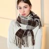 High End Imitation Cashmere Plaid Scarf Versatile and Warm In Winter  Women's Neck Scarf  Fringed Shawl