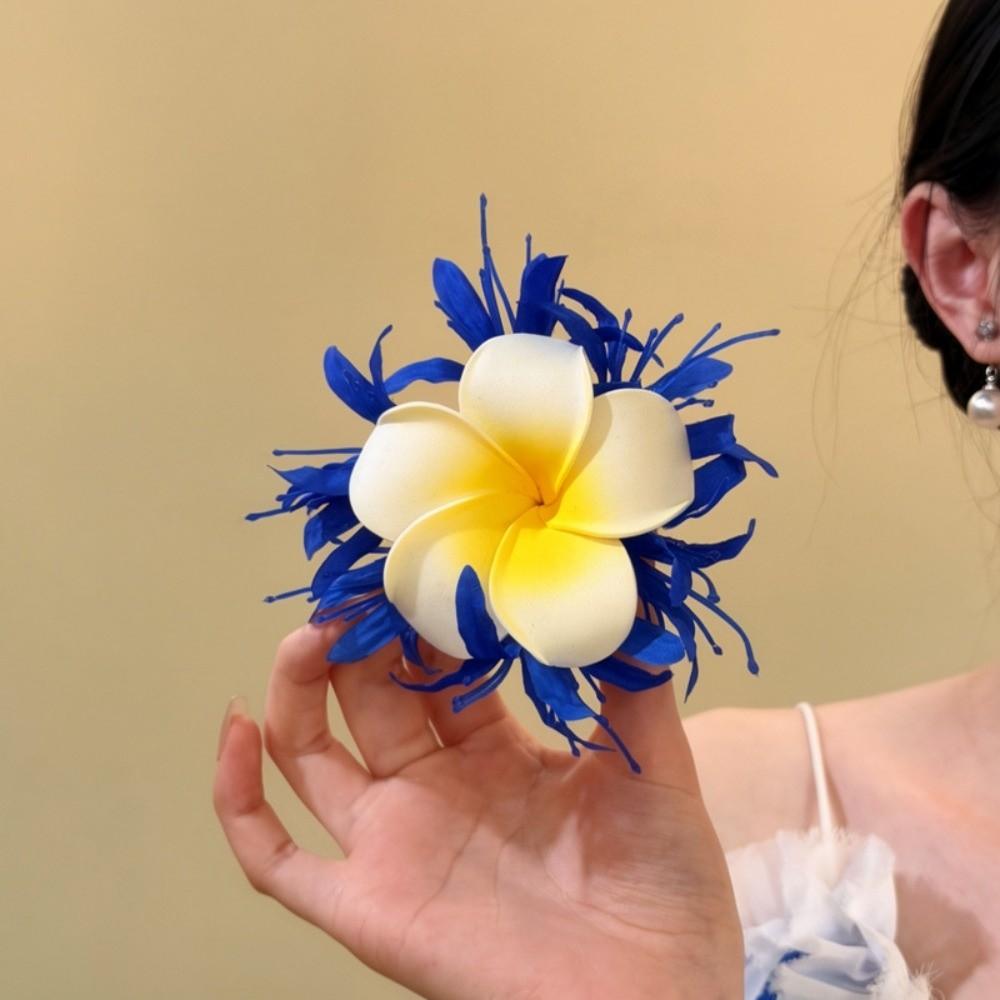 Fresh Sweet Floral Hair Clips Artificial Floral Hair Claw Versatile Frangipani Duckbill Clip Photo Props for Vacation Side Clip