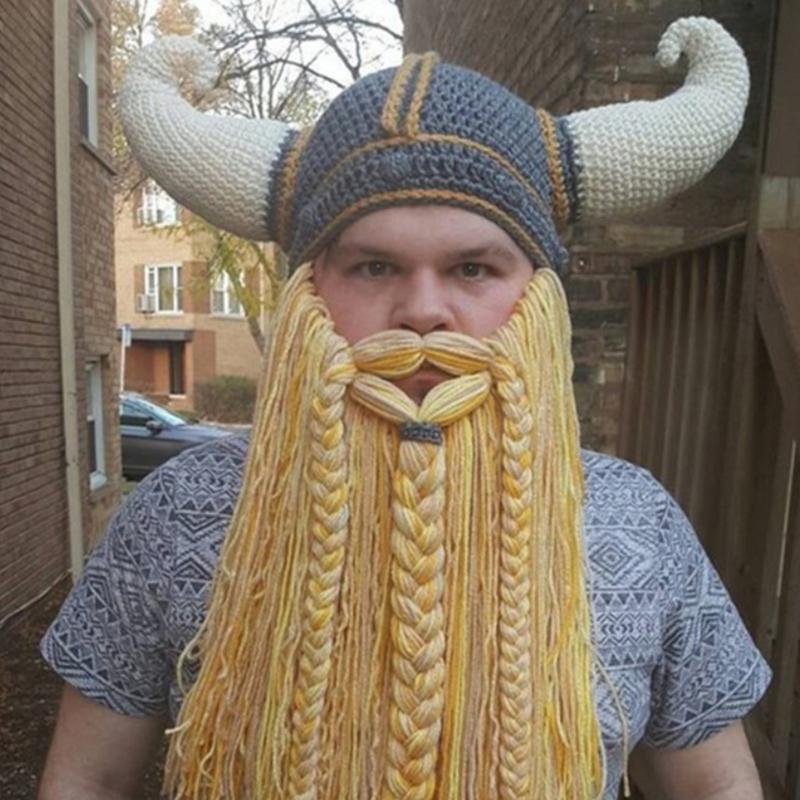 Креативная забавная борода, съемная, персонализированная, для вечеринки, длинная борода, острые рога, шерстяная, ручная работа, забавная, для осени и зимы