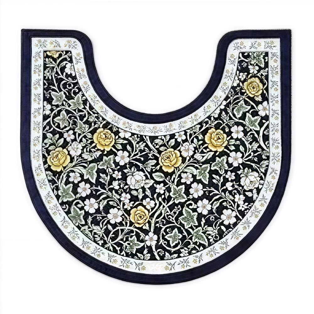 Floral Pattern Toilet U-shaped Mat Absorbent Bath Mat Practical Bathroom Floor Rug Household