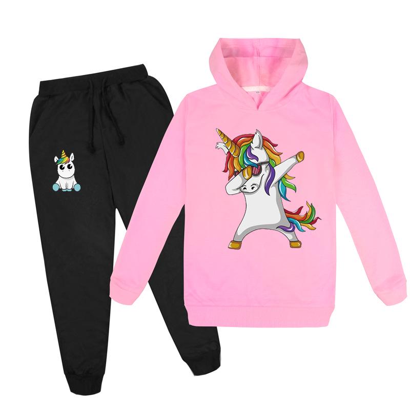 Kids Boys Girls Cute DAB Unicorn Hoodies Pants Suit Cartoon Children's Clothing Sweatshirts Casual Fashion Pullover