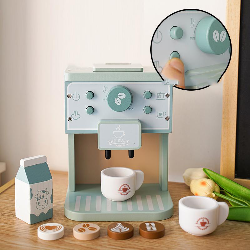Детский подарок, забавный развивающий Монтессори, ролевые игры, деревянная кухня, роскошный набор кофемашин для игрушек для малышей