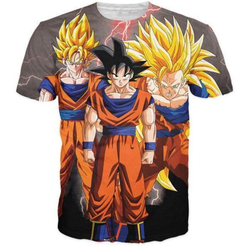 Японский Аниме Dragon Ball Z 3D Печать Гоку Трансформация Гром Черный Супер Сайян Футболка Детская Взрослая Косплей Топы Одежда
