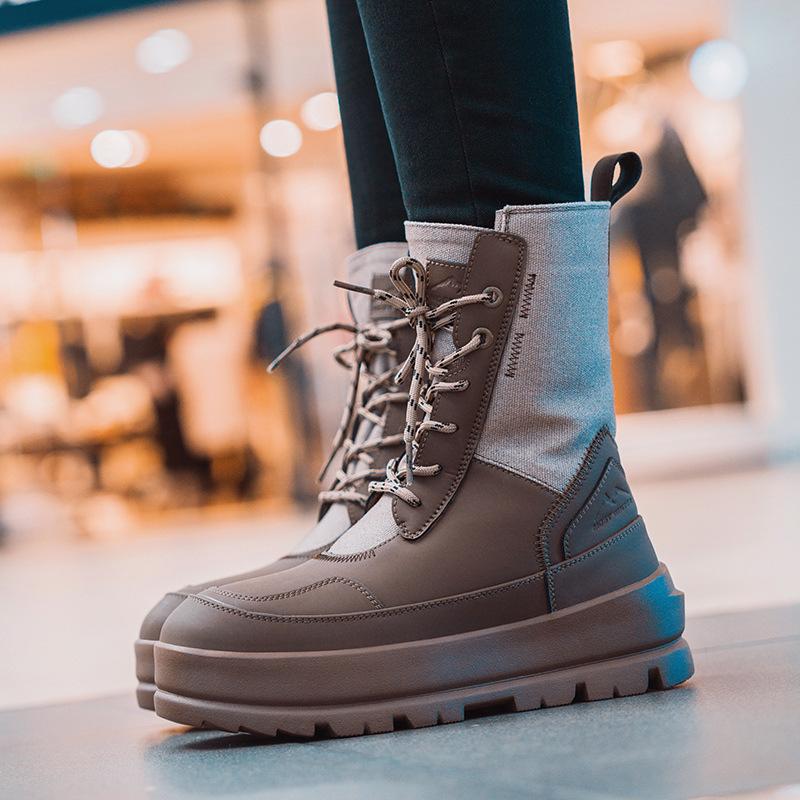 Женские зимние теплые ботинки для снега, нескользящие, водонепроницаемые, до середины голени, ботинки для женщин, меховая подкладка, походные ботинки для ходьбы, с застежкой-молнией