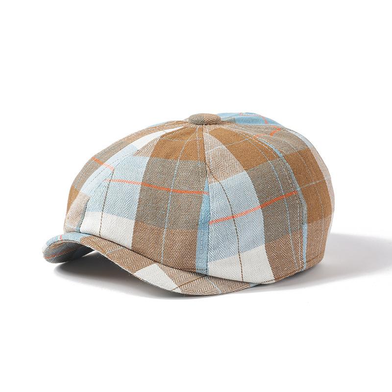 Восьмиугольная кепка в литературном стиле, берет в клетку в стиле ретро, мужская кепка газетчика, женская кепка в европейском и американском стиле