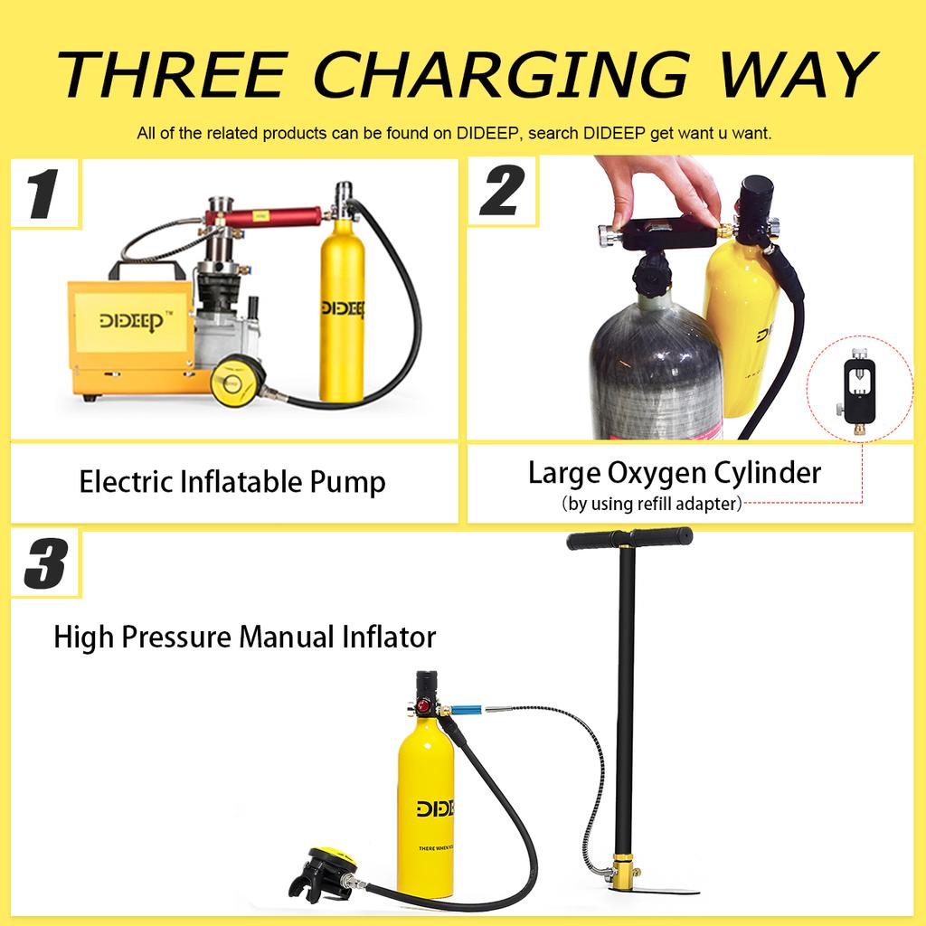 Dideep 1л бак для подводного плавания, оборудование, мини-кислородный баллон, возможность 15-20 минут, дайвинг, кислородное дыхание, подводное устройство, водяной насос
