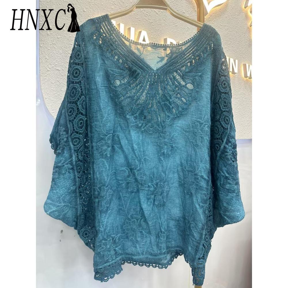 HNXC Women's Fashion Casual Solid Color Print Short Sleeve O Neck Blouses & Shirts