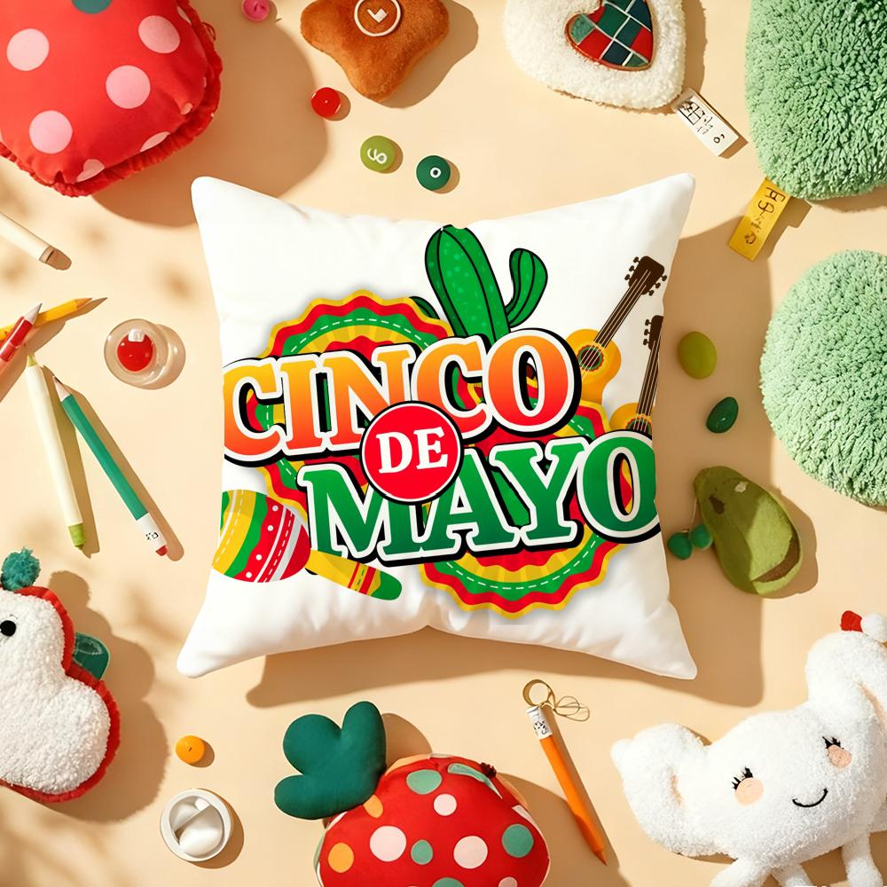 Cinco de Mayo Mexico May 5th Cushion Cover Plush Fabric Soft Double-Sided Printed Sofa Warm Winter Home Child Gift Pillow Case