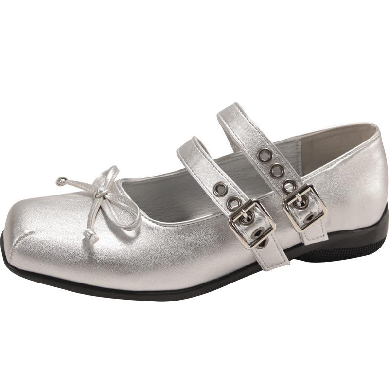 Модные темпераментные балетки с бантом на плоской подошве, маленькие кожаные туфли для женщин 2025 года, новые весенне-осенние туфли-юбки Мэри Джейн