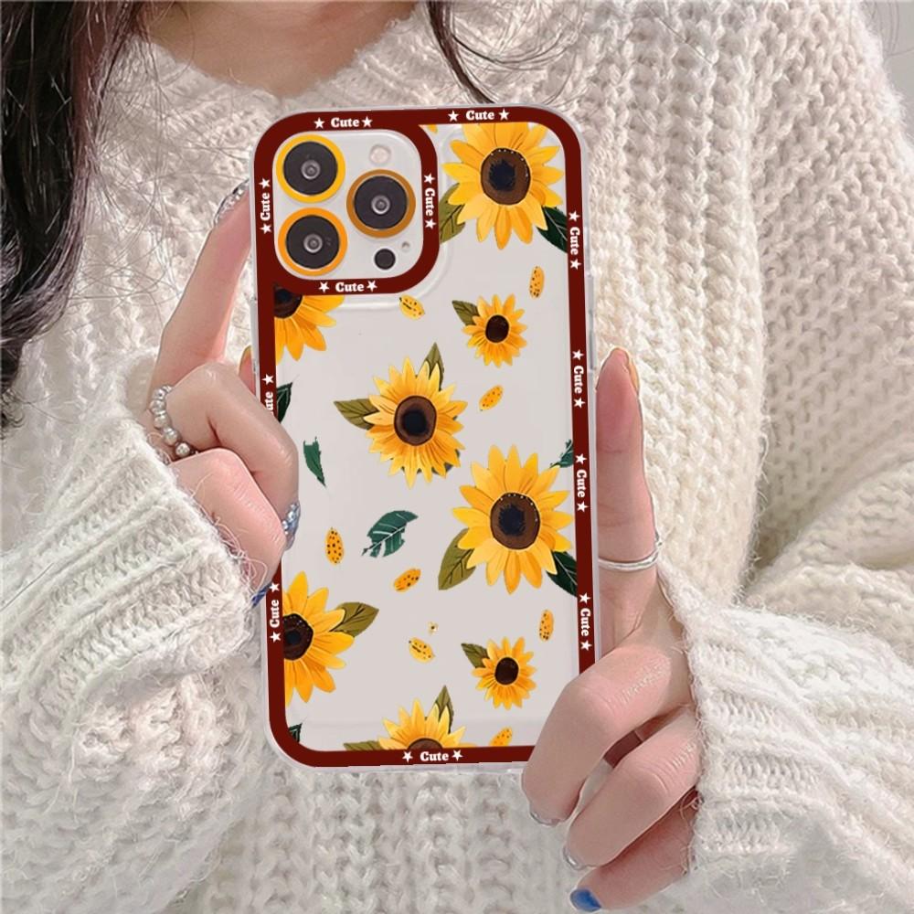 Красивый чехол для телефона с цветком подсолнуха для iPhone 16 15 14 13 12 11 Pro Max XS X XR Mini Защитная крышка