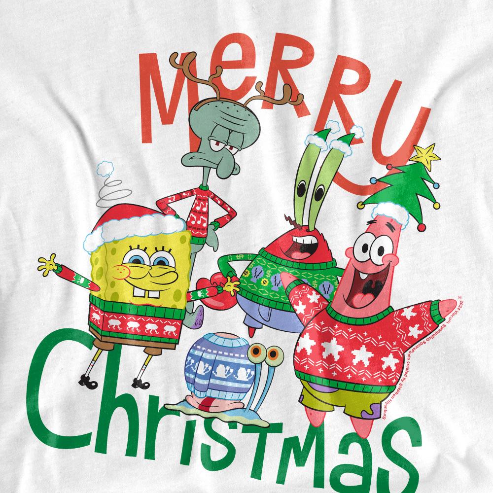 Губка Боб Квадратные Штаны Унисекс Взрослая Футболка Merry Christmas Group