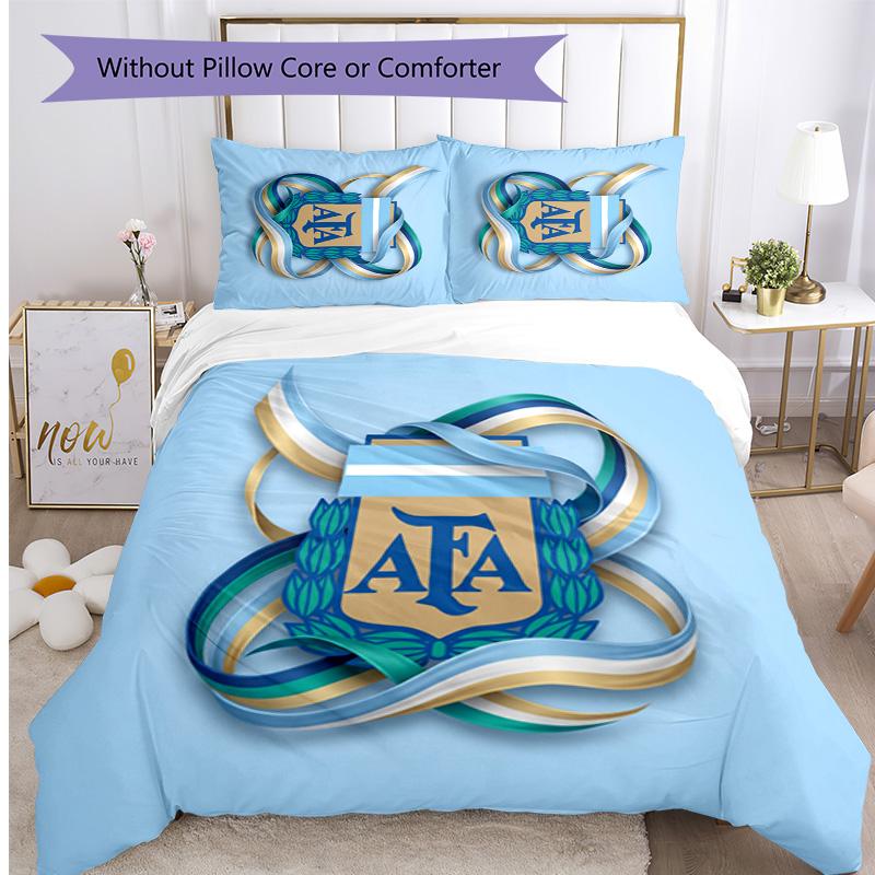 Argentina Football Printed Bedding 3 Piece Set Cozy Breathable Bed Cover Set as Housewarming Holiday Gift