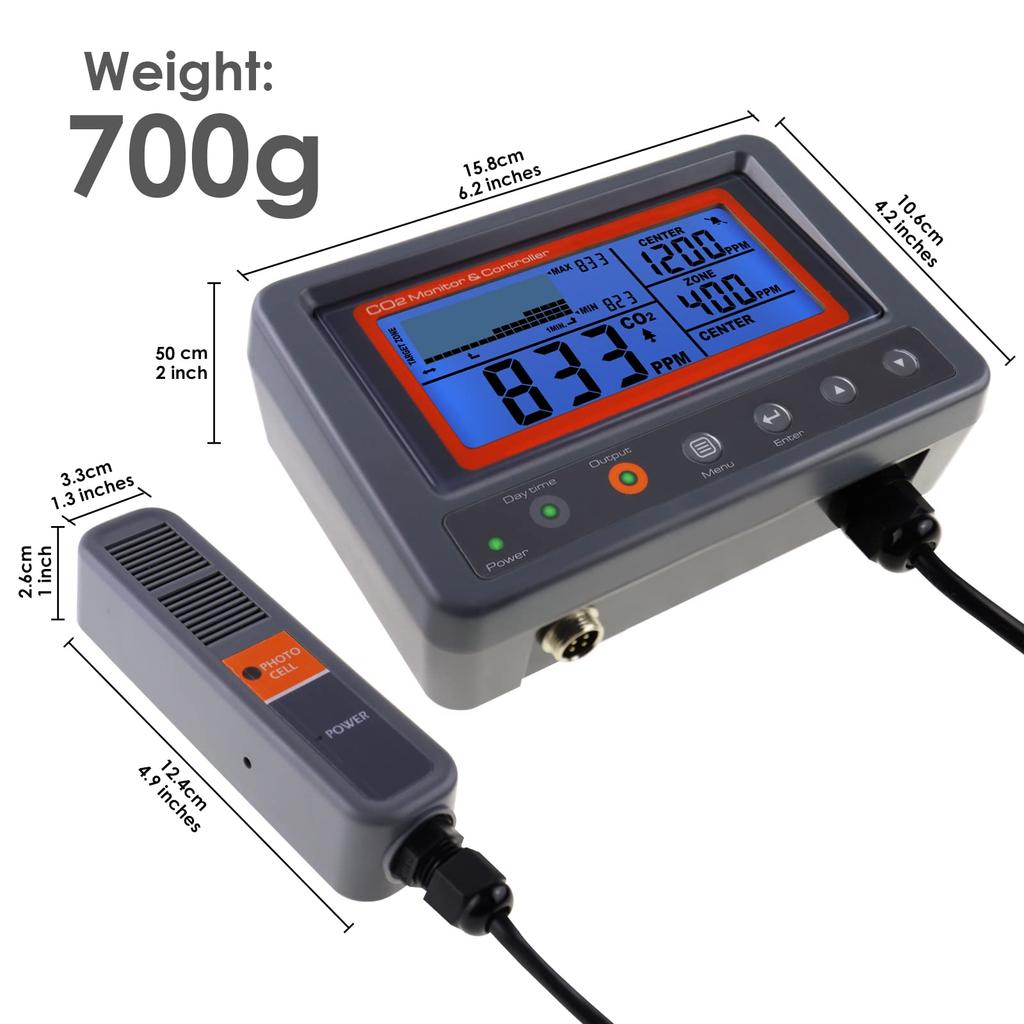 Цифровой контроллер-монитор качества воздуха (IAQ) CO2 с функцией реле, кабельный NDIR-датчик для теплицы, дома, офиса, фабрики 4,5 м