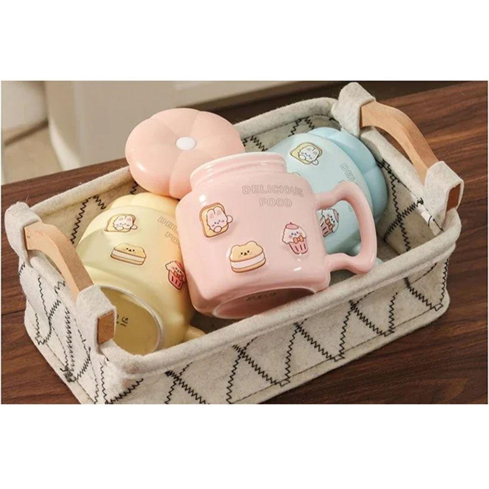 with Handle Ceramic Coffee Cup Heat-resistant Water Cup with Lid Cartoon Mirror Mug  Office