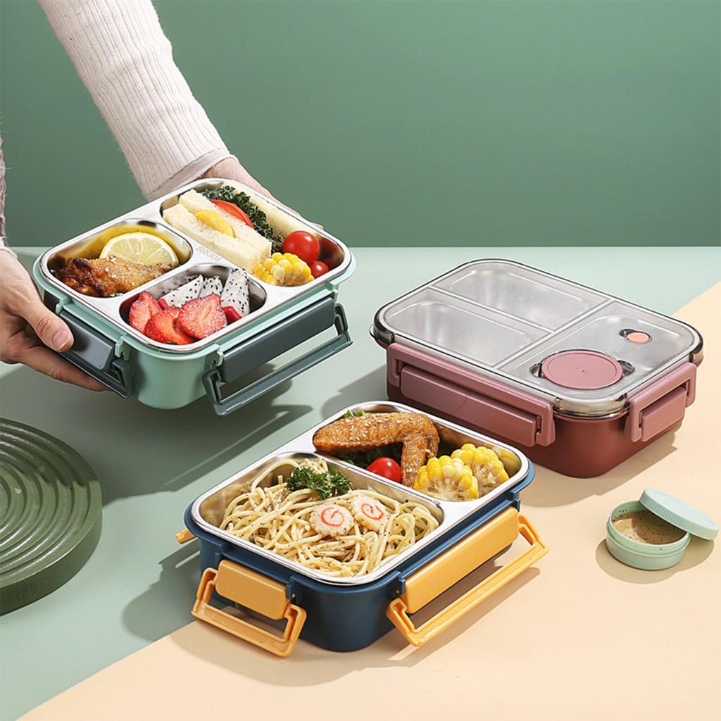Stainless Steel Lunch Box Salad Box Lunch Container Adult Lunch Box With 3 Compartment Lunch Containers Large Capacity Lunch Box
