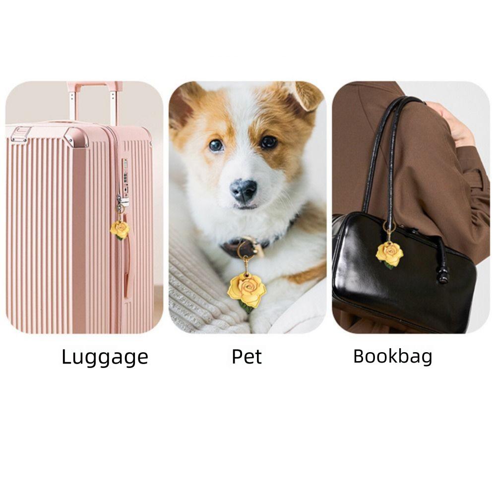 3D Rose Rose Flower Bag Keychain PU Leather Flower Backpack Pendant Bag Hanging Ornament Women