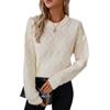 Solid Color Twist Knitted Sweater for Women Autumn and Winter New European and American Retro Round Neck Sweater for Women