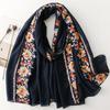 Ethnic Embroidery Cotton Blend Scarf - Soft, Warm, Curled Edge, Travel Sunscreen Shawl for Women