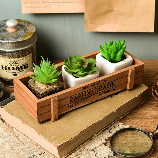 Rectangle Wooden Planter Box Garden Yard Flower Succulent Container Planting Pot