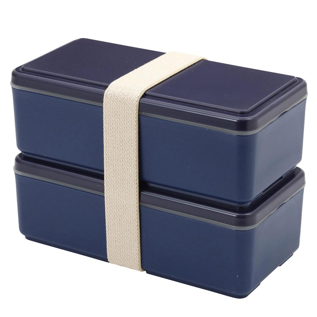 Miyoshi Seisakujyo Square Ice Pack Integrated Square Lunch Box W Lunch Box 2 Tiers Navy X X 12 Cm 1000ml with Partitions Lunch Box for Women and