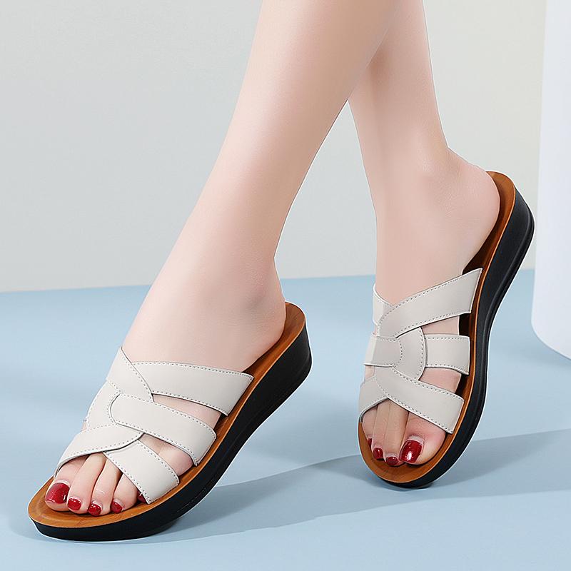 Большие летние женские нескользящие и износостойкие модные сандалии на толстой подошве, размеры 35–43, женские тапочки, обувь для мам