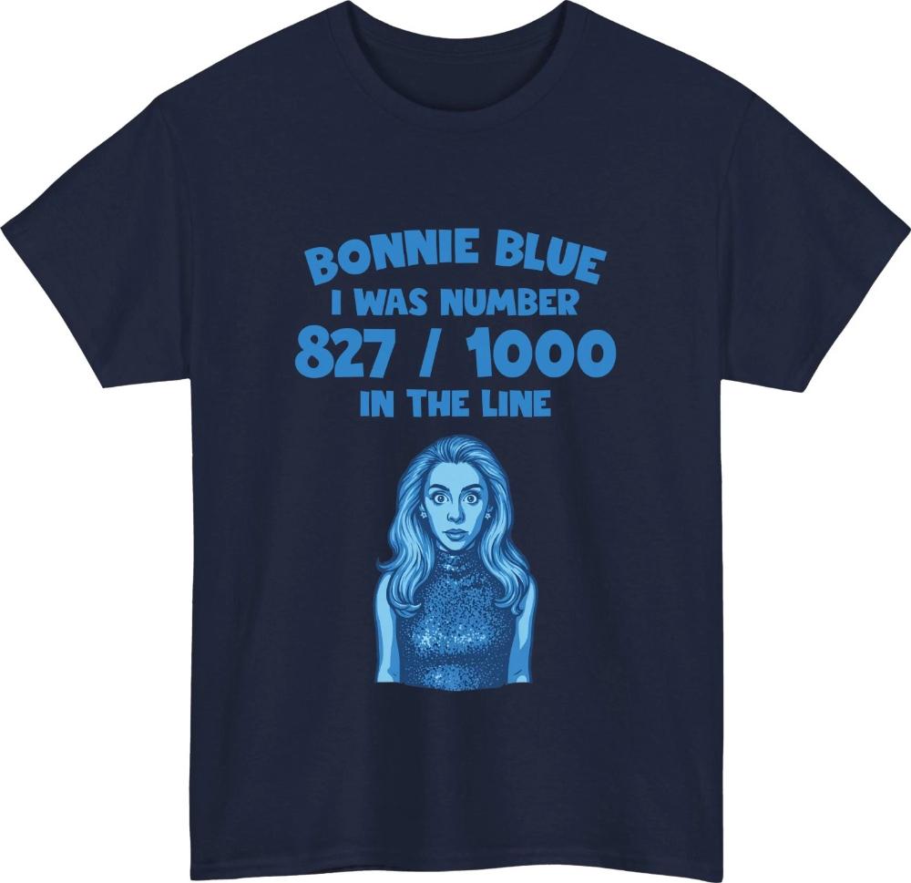 Bonnie Blue Meme Quote T-Shirt Funny Viral British Joke Humorous Gift Tee Top Graphic Short Sleeve Casual Crew Neck T Shirt