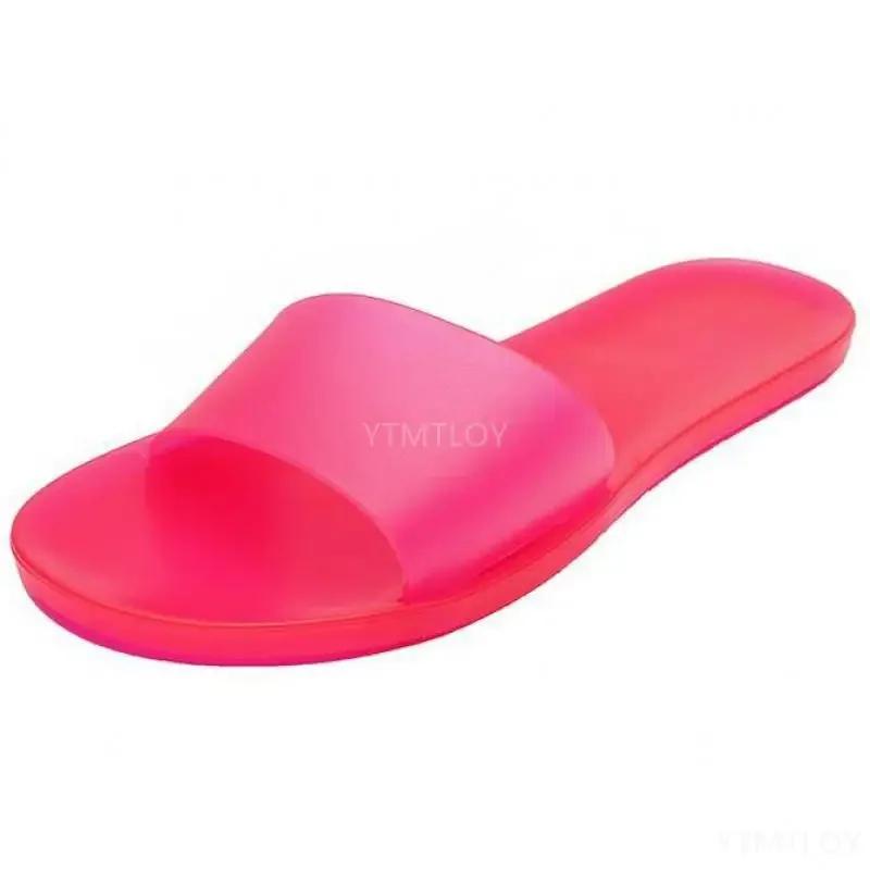 Женские тапочки из ПВХ, прозрачные, повседневные туфли, женские сандалии, модные летние прозрачные шлепанцы, плоские тапочки, Zapatos Mujer