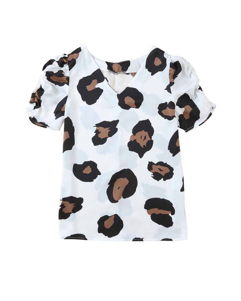 Azura Exchange Блузка с короткими рукавами и леопардовым принтом