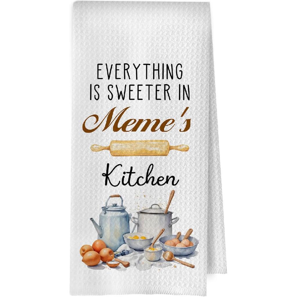 Great Grandma Dish Towels - Great Grandma Gifts Waffle Weave Kitchen Towels, Grandma Decorative Hand Tea Towel, New Grandma Gifts, 16×24 Inches