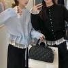 Spring and Autumn New Lace Splicing Sweet Knitted Cardigan Top Women's Waist Skinny Lace Sweater Jacket Women