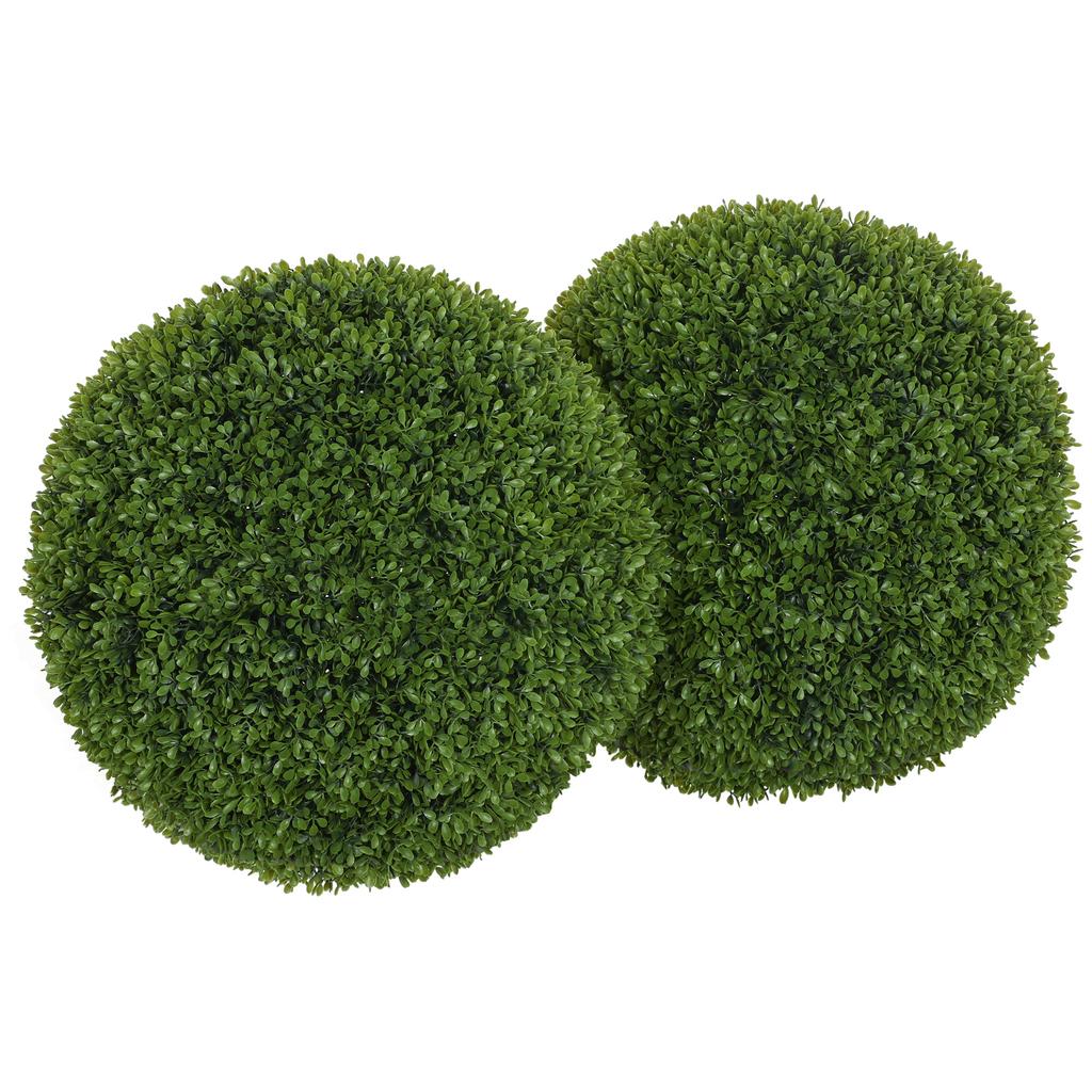 Set of 2 Artificial Boxwood Plants in PE, 40cm, for Indoors and Outdoors. Green