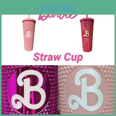 Розовая чашка Барби с соломинкой Креативная герметичная пластиковая чашка