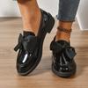 British Style Small Leather Shoes 2025 Spring and Autumn New Versatile Flat-soled Women's Shoes Solid Color Bow Shoes Thick Heel Loafers Women