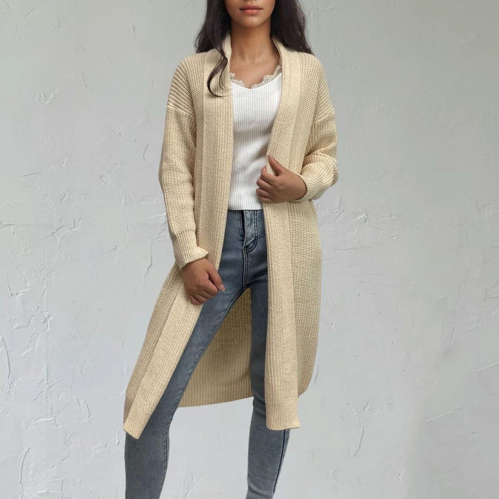 Женский модный вязаный кардиган свитер средней длины повседневный свободный свитер куртка