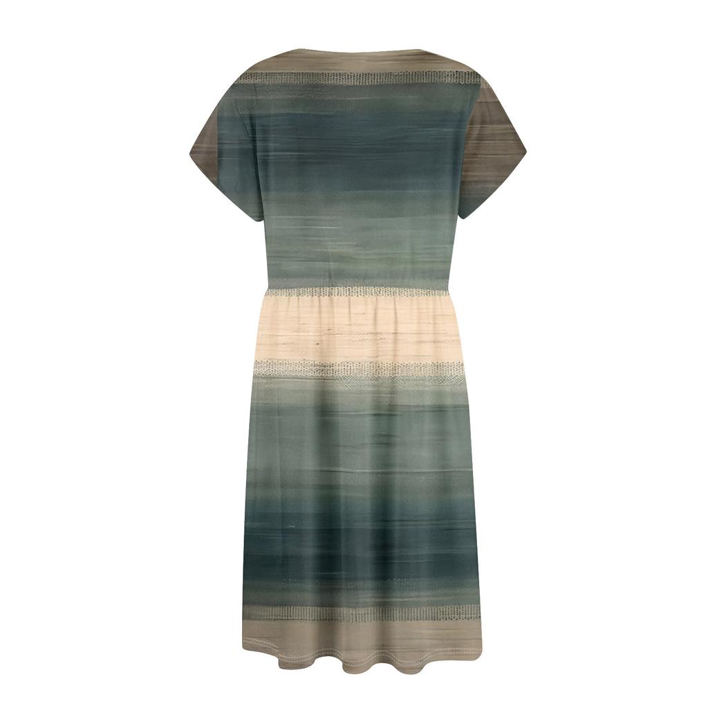 Женские летние платья с круглым вырезом и рукавами-крылышками, повседневные свободные платья-миди с карманами на пуговицах и принтом