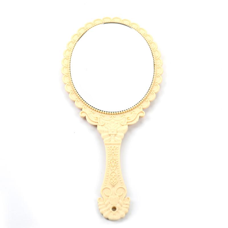 Vintage Carved Handheld Vanity Mirror Makeup Mirror Hand Mirror Handle Cosmetic