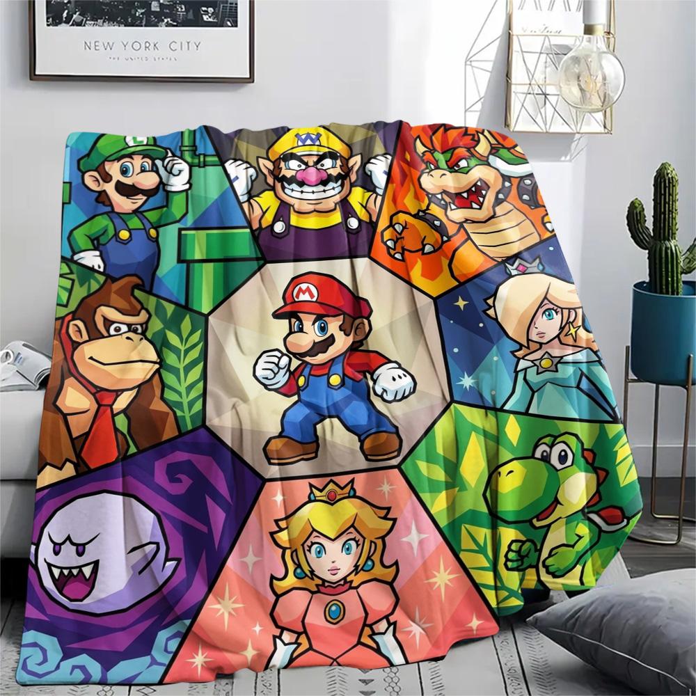 Super Mario Flannel Blanket Print Cozy Comfortable Warm for Home Indoor Picnic Bed Sofa Chair.-TING