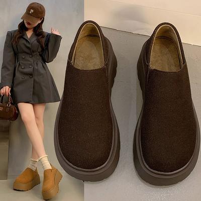 Женские весенние новые маленькие ретро лоферы на толстой подошве на одной педали