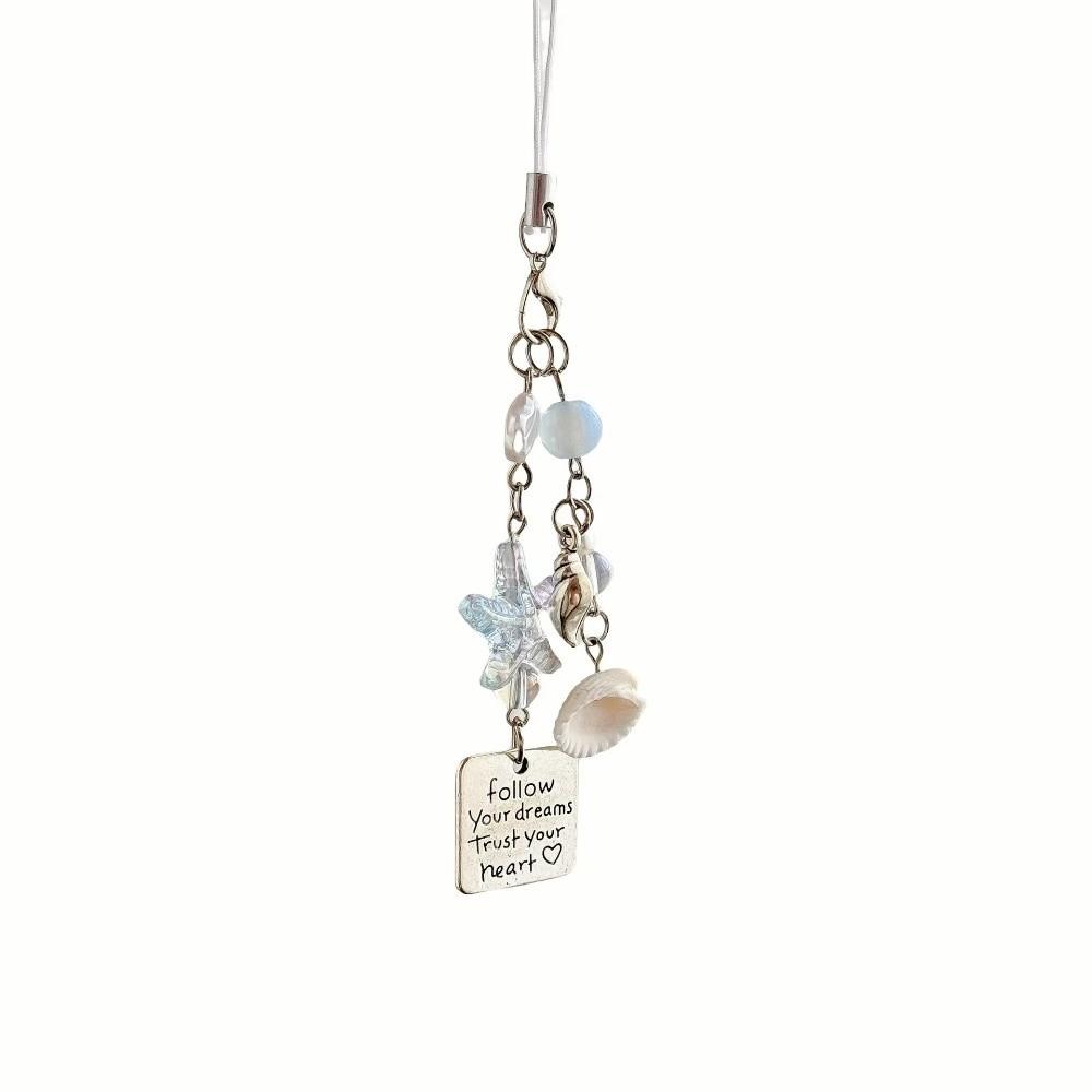 Starfish Bead Charm Keychain Acrylic Inspirational Quote Backpack Pendant Planner Decoration