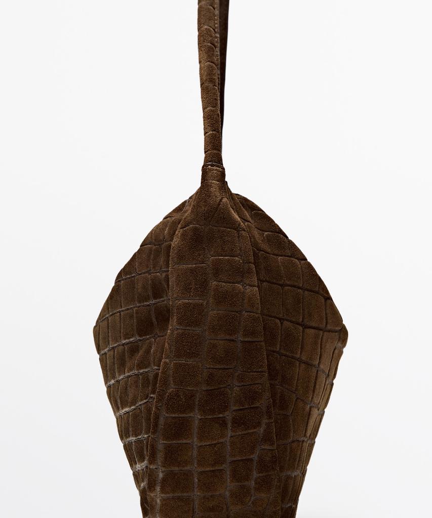 Massimo Dutti Mini Slouch Split Suede Leather Bag