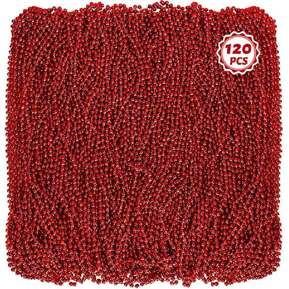 Bead Necklace, 120PCS Mardi Gras Beads, 33" Colorful Mardi Gras Beads Necklaces, Women Men Party Costume Accessories Parade Throws Bulk Party Favors